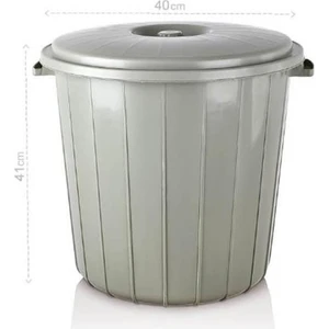 Yuvarlak Battal Kapaklı Çöp Kovası Sağlam Kalite Plastik Çöp Kutusu Ø40 H41 Su Erzak Kovası 35 Lt
