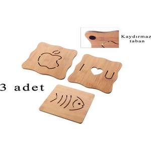 Ahşap Nihale Seti 3'Lü Tava Tencere Altlığı