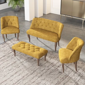Gadahome Çay Seti Koltuk Takımı, Salon Balkon Takımı(2+1+1+Puf Ceviz Ayak)