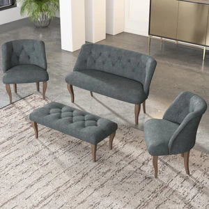 Gadahome Çay Seti Koltuk Takımı, Salon Balkon Takımı(2+1+1+Puf Ceviz Ayak)