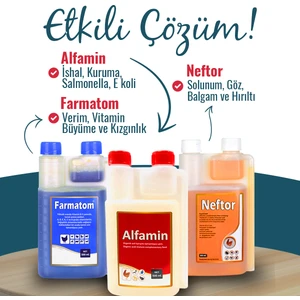 Munich Vet Kuşlar Için Farmatom Vitamin Alfamin Ishal Neftor Hirilti Seti 500 ml