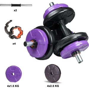 16 kg Dambıl Seti Mor-Siyah 6 In 1 Fitness Set