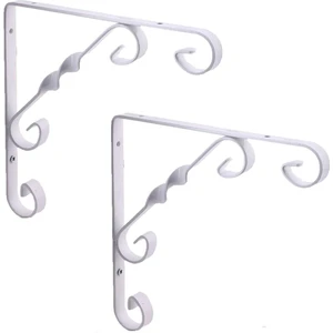 2 Adet Burgulu 20 x 25 cm Dekoratif Raf Altı Ayağı Konsol Beyaz