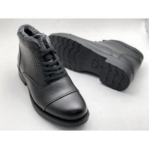 Erkek  Deri Kürklü Fermuarlı Kışlık Bot