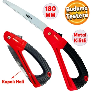 Rodex Budama Testeresi 180 mm Metal Kilitli Çelik Düz Ağaç Dal Bağ El Testeresi Açılıp Kapanır