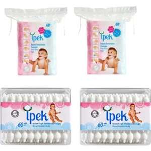 Bebek Temizleme Pamuğu 60'lı 2 Adet + Kulak Çöp 60'lı 2 Adet