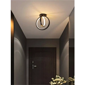 Fer Avize  Hector Modern Tasarım Siyah Renk Salon Mutfak Hol Beyaz LED 2 Li Avize