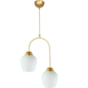 Fer Avize  Janin 110 Modern Sarkıt Eskitme Renk Gövde Beyaz Cam Salon - Mutfak - Yatak Odası 2 Li Avize