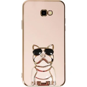 Samsung Galaxy J7 Prime Kılıf Kamera Korumalı Köpek Desenli Standlı Silikon Pembe
