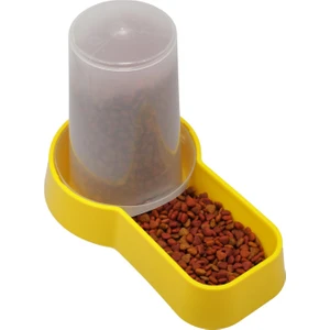 Miapet Hazneli Plastik Kedi-Köpek Mama ve Su Kabı 1,5 Lt Kare Sarı