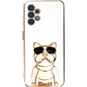 Samsung Galaxy A52S 5g Case Kılıf Kamera Korumalı Köpek Desenli Standlı Silikon Beyaz