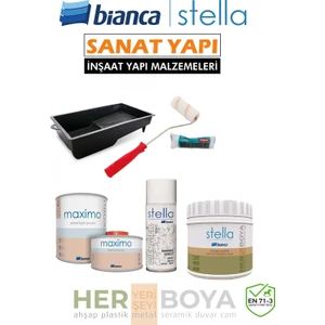 Stella Set 500ML - Siyah Boya + Beyaz Mermer Effekt Sprey + Maximo Sıvı Cam Ipek Mat