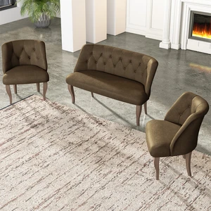 Gadahome Çay Seti Koltuk Takımı, Salon Balkon Takımı(2+1+1 Ceviz Ayak)