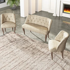 Gadahome Çay Seti Koltuk Takımı, Salon Balkon Takımı(2+1+1 Ceviz Ayak)