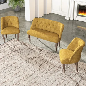 Gadahome Çay Seti Koltuk Takımı, Salon Balkon Takımı(2+1+1 Ceviz Ayak)