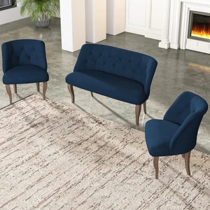 Gadahome Çay Seti Koltuk Takımı, Salon Balkon Takımı(2+1+1 Ceviz Ayak)