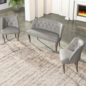 Gadahome Çay Seti Koltuk Takımı, Salon Balkon Takımı(2+1+1 Ceviz Ayak)