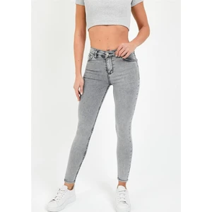 Siyah Yüksek Bel Dar Paça Skinny Power Likralı Kot Pantalon