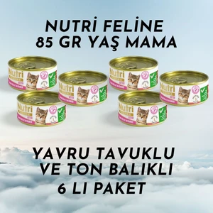 Nutri Feline Yavru Kedi Yaş Mama 85 gr Tavuk Etli Ton Balıklı 6 Lı Paket