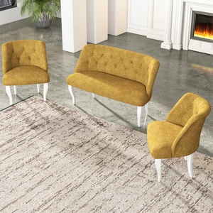 Gadahome Çay Seti Koltuk Takımı, Salon Balkon Takımı(2+1+1 Beyaz Ayak) 