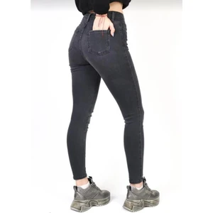 Siyah Yüksek Bel Dar Paça Skinny Power Likralı Kot Pantalon