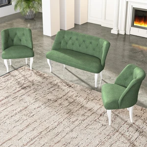 Gadahome Çay Seti Koltuk Takımı, Salon Balkon Takımı(2+1+1 Beyaz Ayak) 