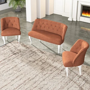 Gadahome Çay Seti Koltuk Takımı, Salon Balkon Takımı(2+1+1 Beyaz Ayak) 