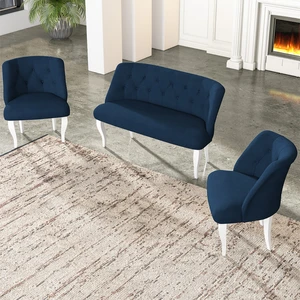Gadahome Çay Seti Koltuk Takımı, Salon Balkon Takımı(2+1+1 Beyaz Ayak) 