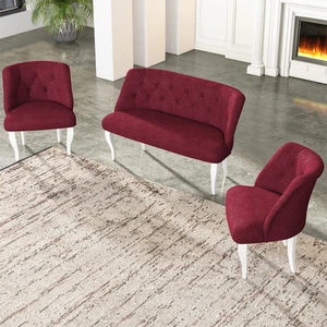 Gadahome Çay Seti Koltuk Takımı, Salon Balkon Takımı(2+1+1 Beyaz Ayak) 