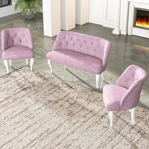 Gadahome Çay Seti Koltuk Takımı, Salon Balkon Takımı(2+1+1 Beyaz Ayak) 