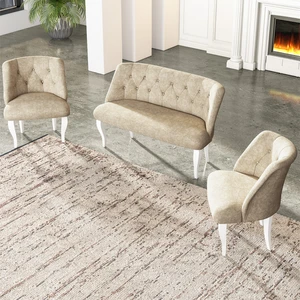Gadahome Çay Seti Koltuk Takımı, Salon Balkon Takımı(2+1+1 Beyaz Ayak) 