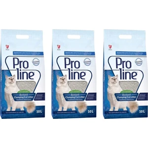Proline Topaklanan Kokusuz Kedi Kumu 10 + 10 + 10 Lt