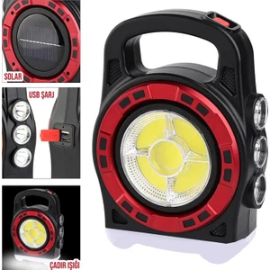 Hurry Bolt Solar Kamp Lambası Acil Durum Işığı Şarjlı Led+Cob 20W Hurry Bolt HB-6678C