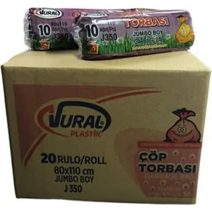Endüstriyel Jumbo Çöp Torbası 80*110 cm 350 gr Siyah 10 Lu 20 Paket - V