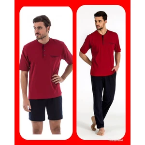 Pierre Cardin Pierre Cardin 5370 Bordo 3 Lü Pijama Şort Takım
