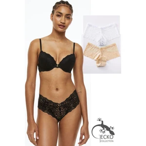 Gecko Collection Gecko Dantelli Boxer Şort Fantazi Kadın Külot 3 Adet