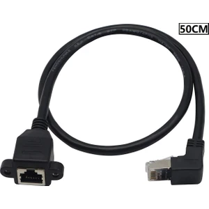4350 RJ45 Dişi Erkek Uzatma 0.5m Dirsek 90 Derece Panel Tipi Cat6 Montaj Kablosu