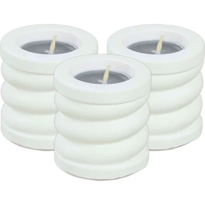 Stein Kohle Şamdan Dekoratif Mumluk Beyaz Şamdan Set 3 Lü (Üçlü) Tealight ve Uzun Mum Uyumlu Spiral Model