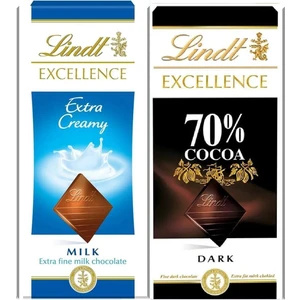 Lındt Excellence Mılk Extra Creamy 100GR. Bol Sütlü + Lındt Dark Chocolate %70 Cacao 100 Gr.