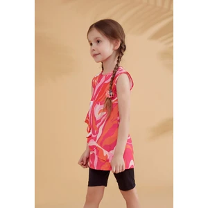 Etekli Kolsuz Fuşya Kız Çocuk Mayo K2322