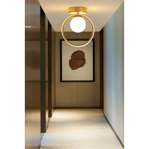 Fer Avize  Holly Modern Tasarım Eskitme Renk Beyaz Camlı Salon Mutfak Hol Beyaz LED Tekli Avize