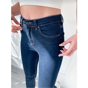 Siyah Yüksek Bel Dar Paça Skinny Power Likralı Kot Pantalon