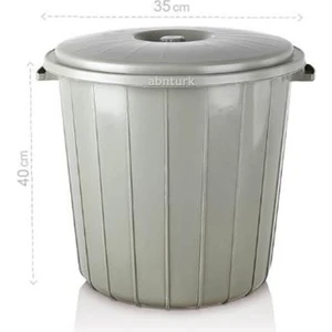 25 Litre Yuvarlak Kapaklı Büyük Çöp Kovası Sağlam Kalite Plastik Çöp Kutusu Ø35 H:40 Su Erzak Kovası