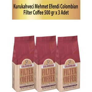 Mehmet Efendi Kurukahveci Colombian Filtre Kahve 500 gr x 3 Adet