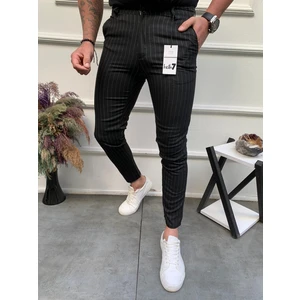 Ser Joven Erkek Siyah Slim Fit Çizgili Kumaş Pantolon