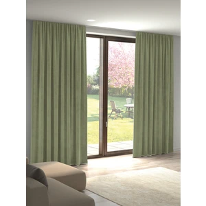 Kadife Dokulu Enginar Rengi Ada Fon Perde Ekstrafor Büzgülü