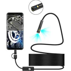 10MT Çift Lens ve Işıklı USB Girişli Çift Kameralı Endeskop  Boroskop Yılan Kamera