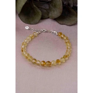 Dünya Doğal Taş Sitrin Taşı Bileklik (925 Ayar Gümüş Aparatlı)