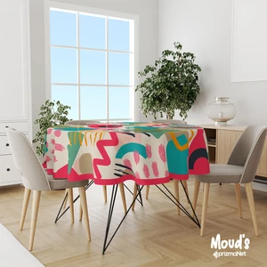 Artboard 1 Desenli Yuvarlak Süet Dertsiz Masa Örtüsü