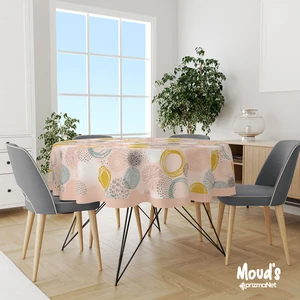 Xero Floral 2 Çiçek Desenli Yuvarlak Süet Dertsiz Masa Örtüsü